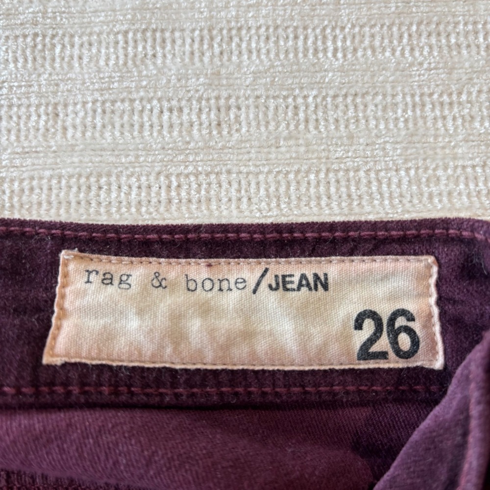 Rag & Bone Burgundy Corduroy Skinny Pants W1502Q232BUR Purple Women 26 - Picture 5 of 11